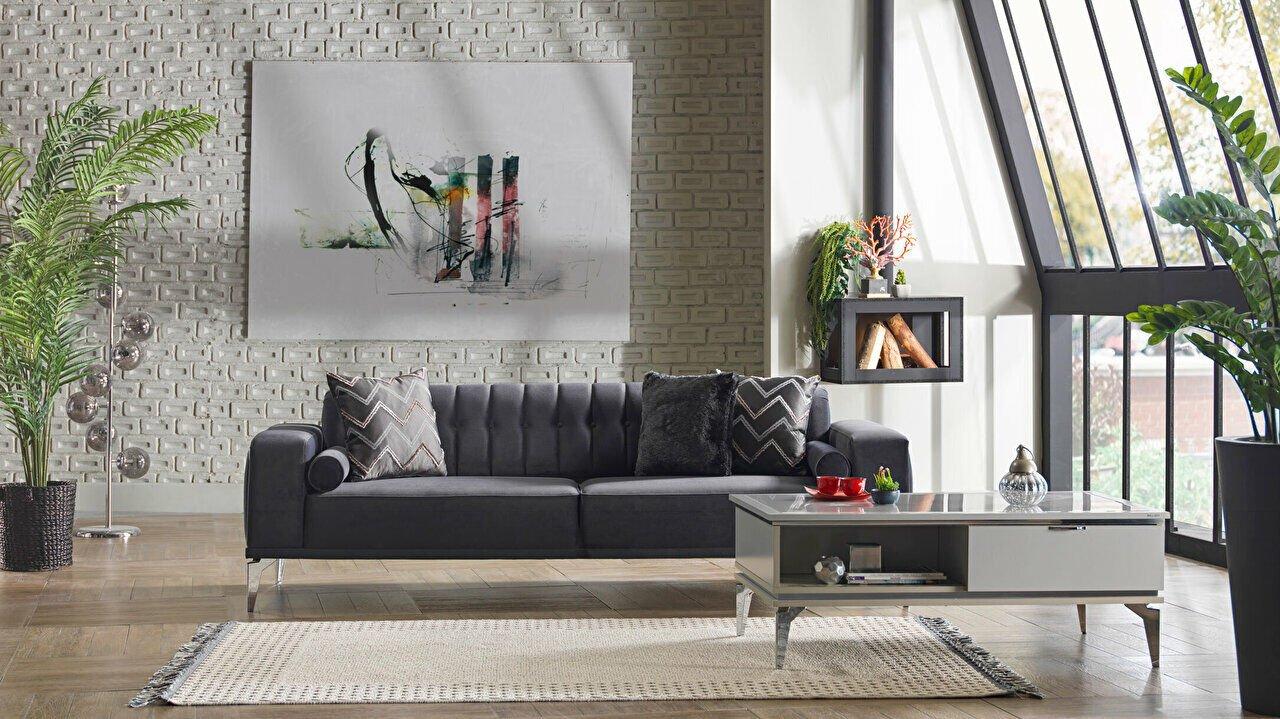 Трехместный диван Loretto с вертикальным дизайном Antrasit