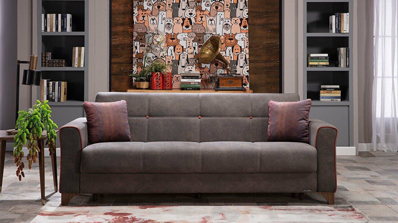 Трехместный диван Tina - кирпичный цвет Fitil, Серый